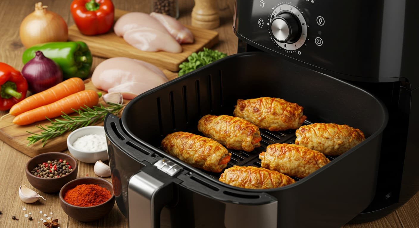 Bife de Frango a Rolê na Airfryer